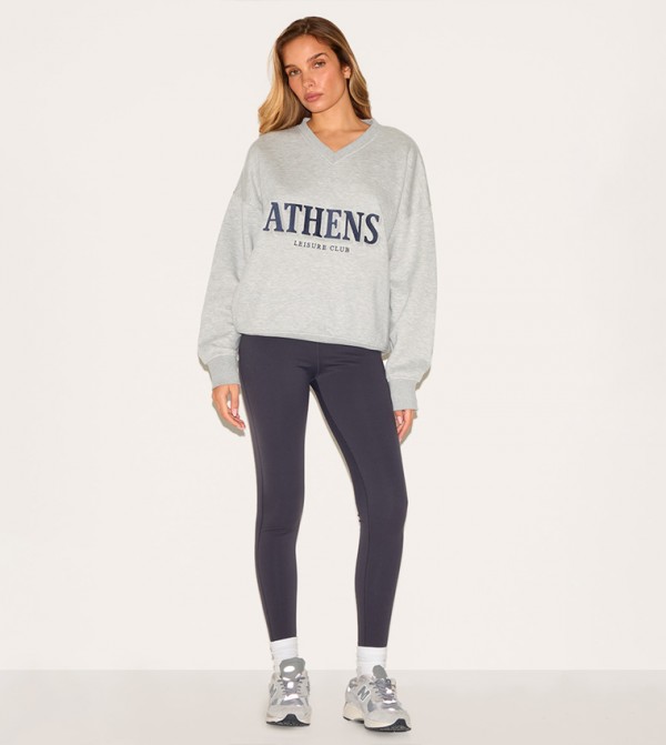 Athens Embroidered V-Neck Sweatshirt