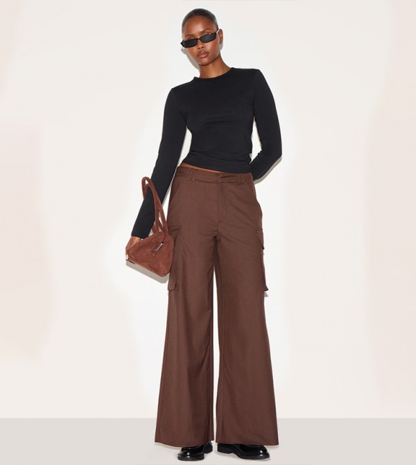Woven Pocket Detail Straight Fit Trousers
