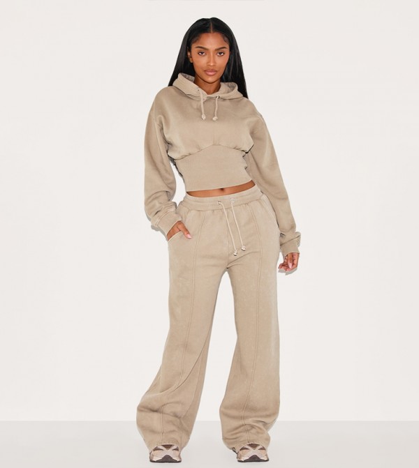 Shape Cropped Shirred Waist Hoodie