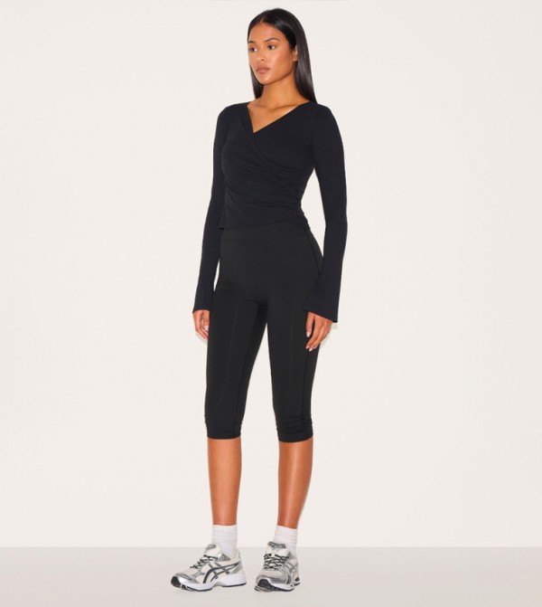 Tall Contour Sculpt Asymmetric Long Sleeves Top