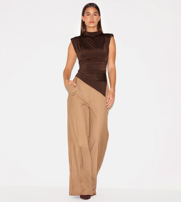 Slinky Shoulder Detail Long Top