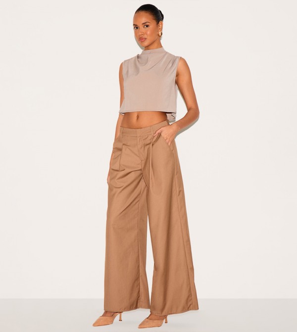 Woven Pleated Boxy Top