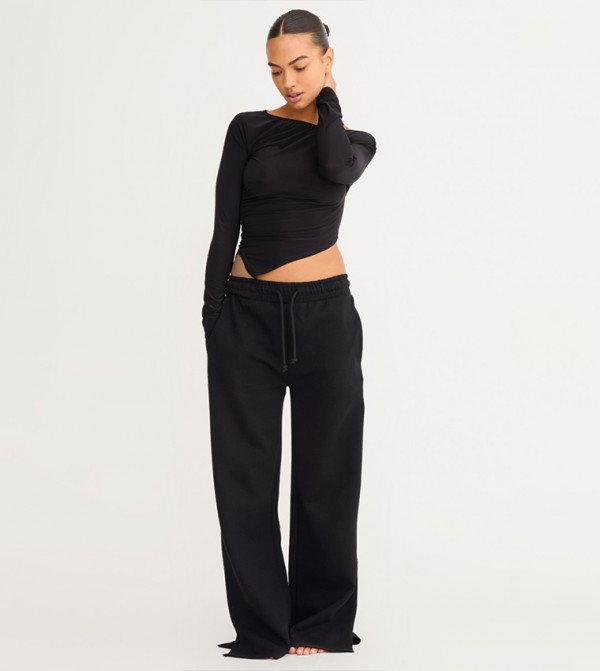Soft Touch Asymmetric Ruched Long Sleeves Top