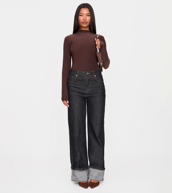Slinky High Neck Long Sleeves Bodysuit Top