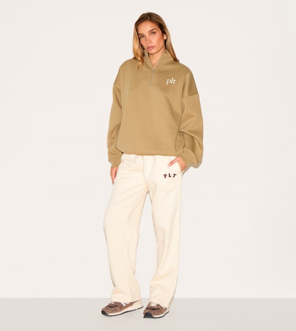 Printed Zipper Neck Sweatshirt