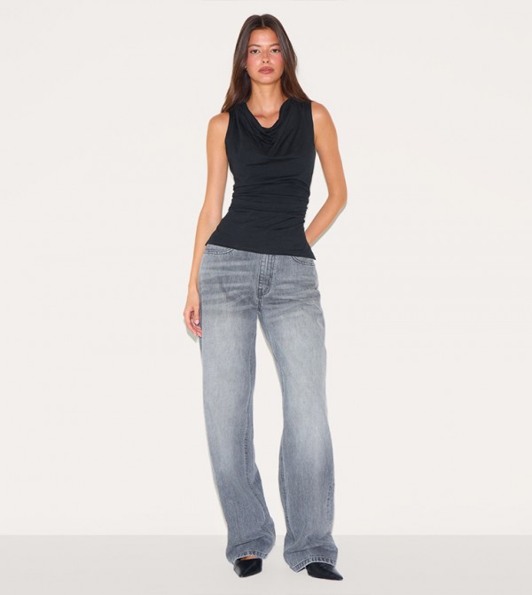 Cotton Ruched Waist Sleeveless Top