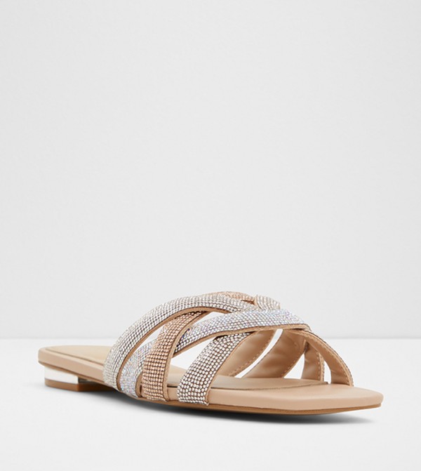CORALLY Embellished Open Toe Flat Sandals