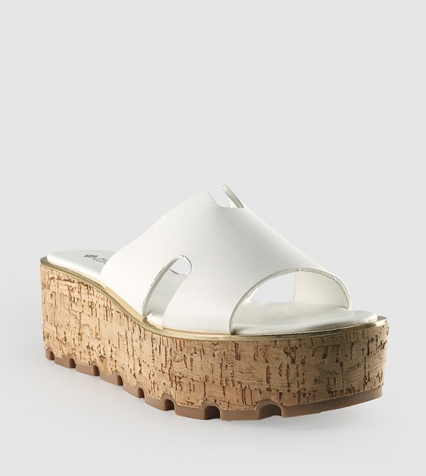 Open-Toe Cork Heel Platform Sandals