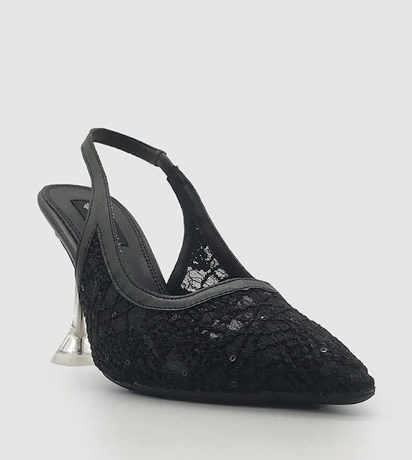 Embroidered Slingback Pumps