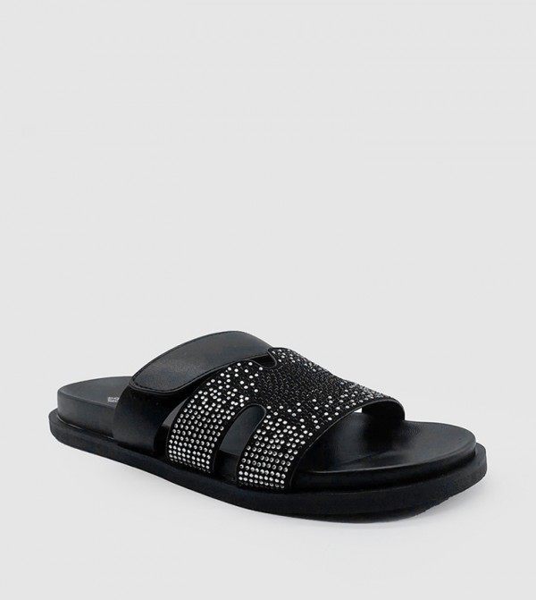 Embellished Suede Comfort Sandals
