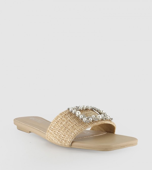 Embellished Open Toe Flat Sandals