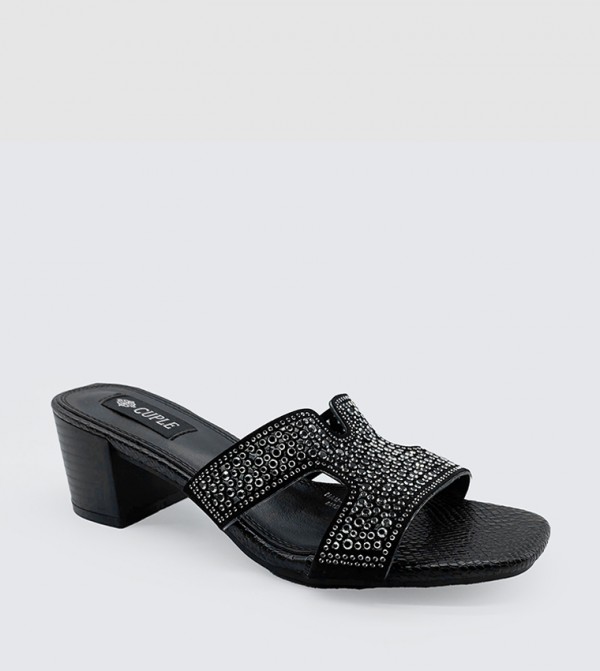 Embellished Block Heel Sandals