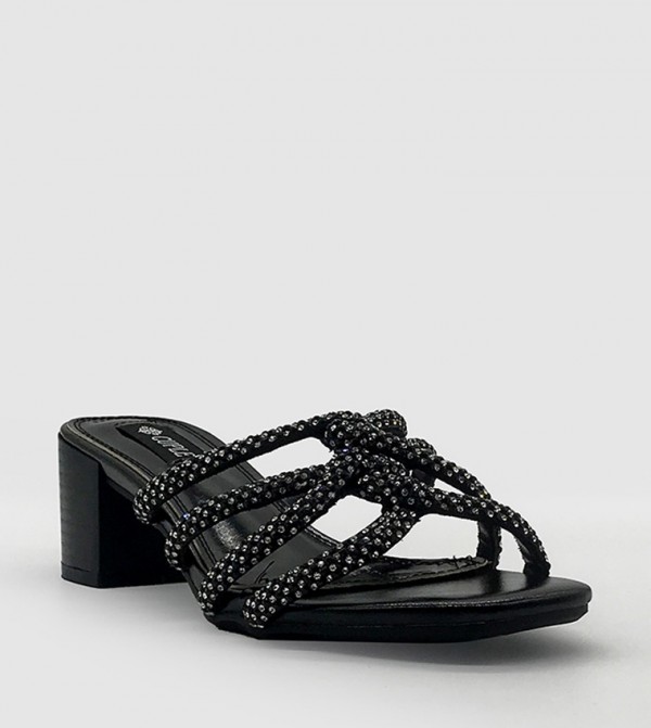 Embellished Strappy Block Heel Sandals