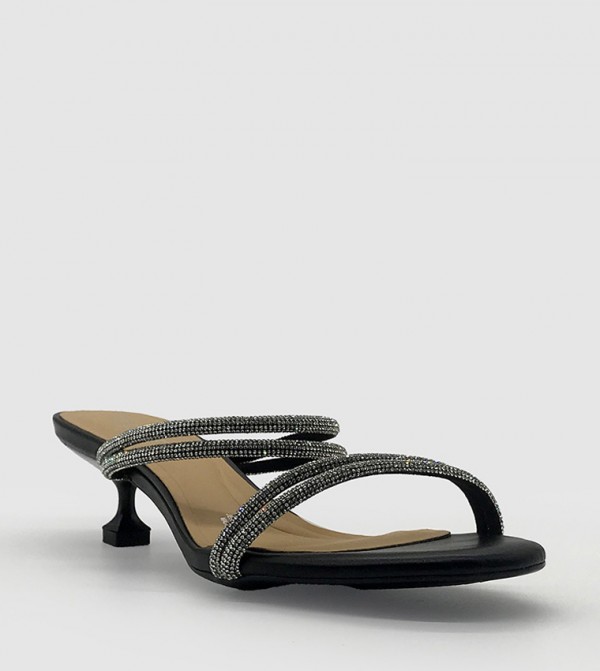 Embellished Strappy Kitten Heel Sandals