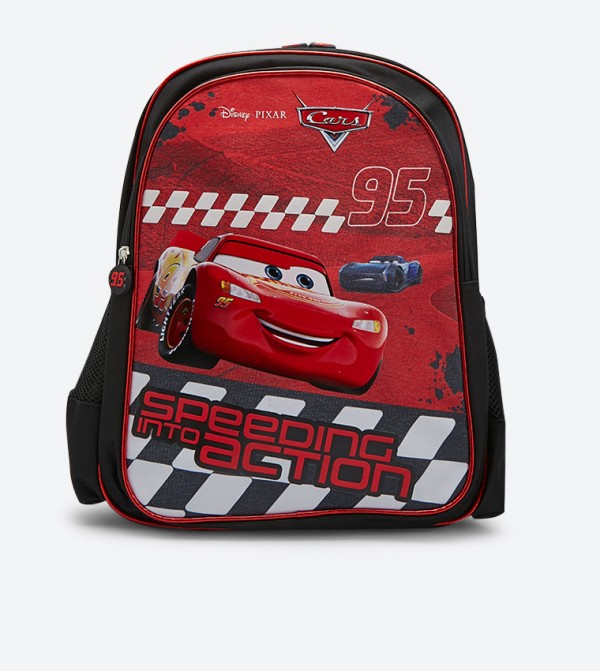 Cars Printed Top Zip Closure Backpack