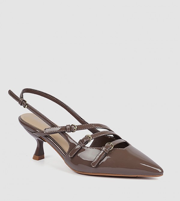 Buckle Detail Slingback Pumps