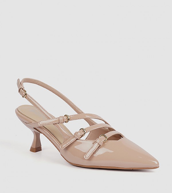 Buckle Detail Slingback Pumps