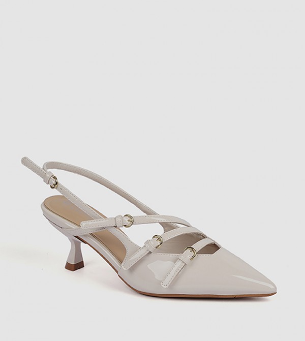 Buckle Detail Slingback Pumps