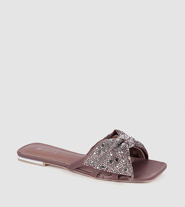 Embellished Bow Strap Flat Sandals
