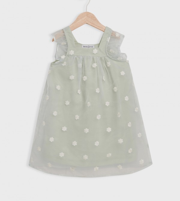 Embroidered Tulle Midi Dress