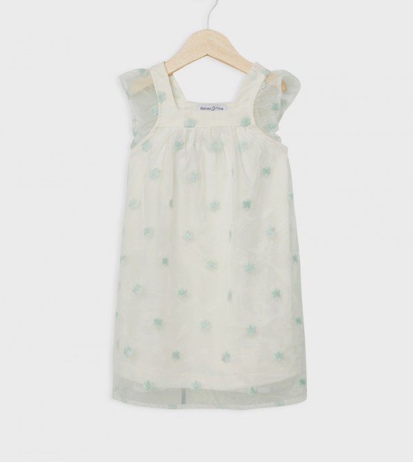 Embroidered Tulle A-Line Dress