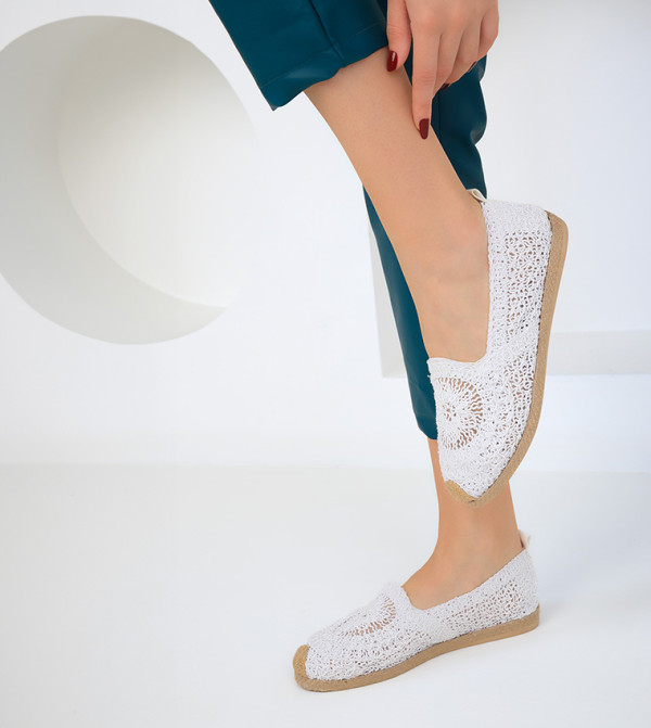Imelda Off White Crocheted Slip On Sandal