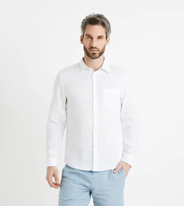 قميص بأكمام طويلة وياقة كلاسيكية 