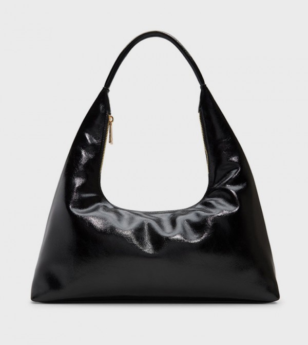 DANII Glossy Zippered Hobo Bag