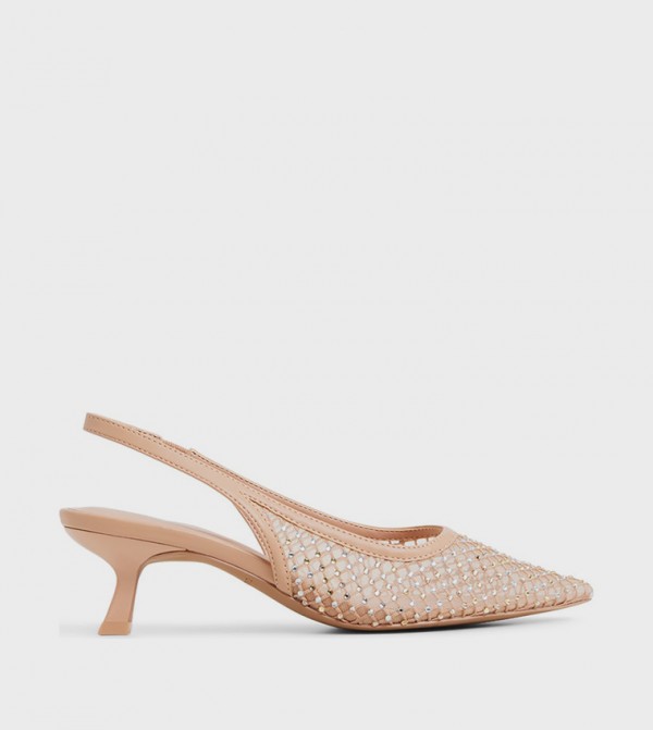DARIAHH Embellished Mesh Slingback Pumps