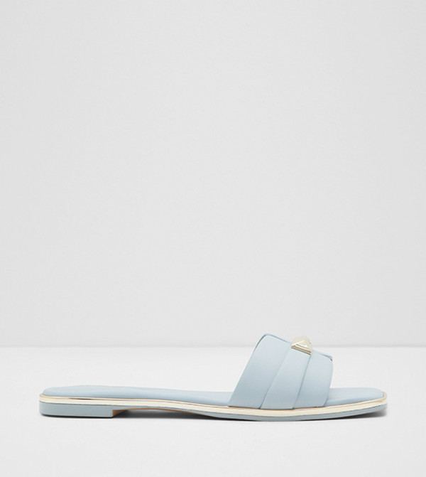 OYOANGLE Women's Metallic Braided Flat Sandals - Square Toe Cut Out Slides For Beach & Vacation