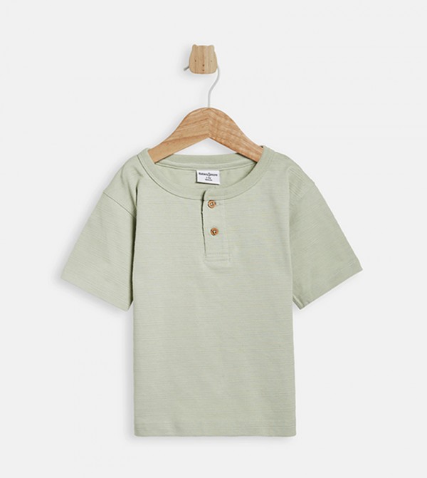 Self Patterned Short Sleeves T-Shirt