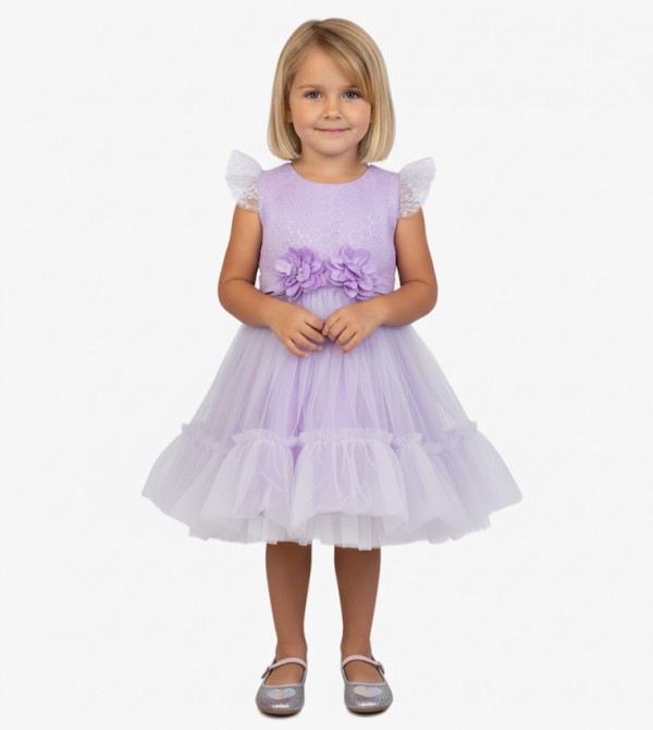 Gigi 3D Flower Detail Tulle Dress