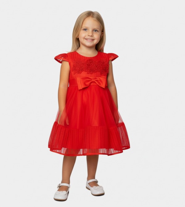 Lace Detail Riding Hood Fit and Flare Dress