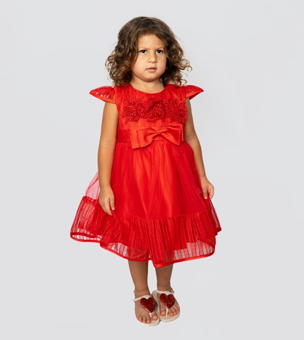 Lace Detail Riding Hood Fit and Flare Dress
