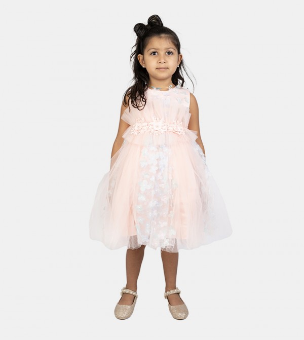 Floral and Pearl Detail Fit and Flare Dress