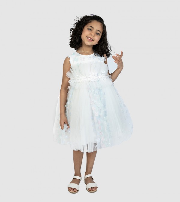Floral and Pearl Detail Fit and Flare Dress