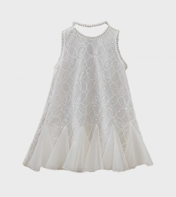Lace Detail Sleeveless Princess Dress