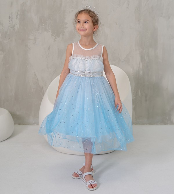 Glitter Star Fit and Flare Party Dress