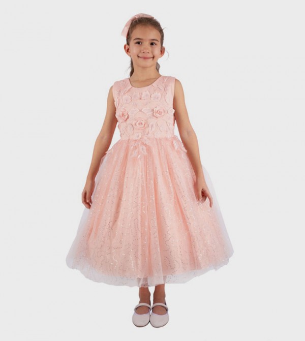 Olivia Embroidered Party Dress with Headband