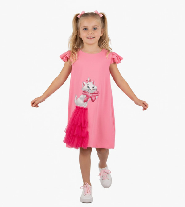 فستان ميدي بطبعة رسوم القطط