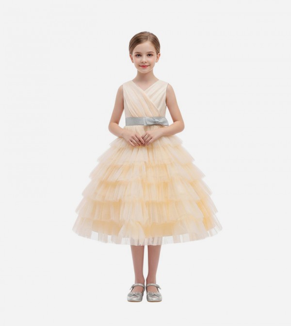 Bow Detail Sleeveless Party Tulle Dress