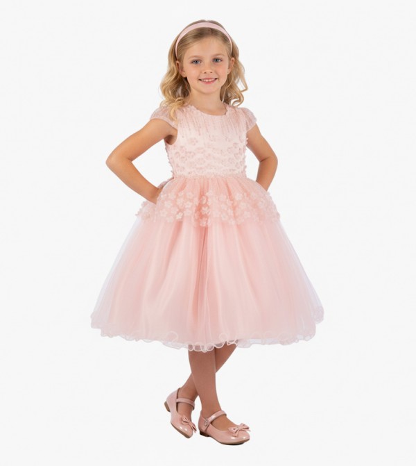 Floral Appliqued Party Dress