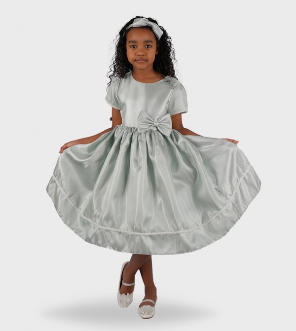 Lace Trim Party Dress with Headband