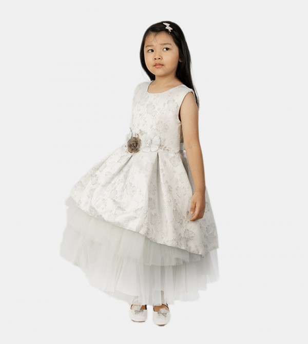 Mirela Flower Detail Tulle Layered Dress