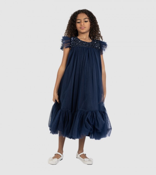 Sequins Detail Tulle Party Dress