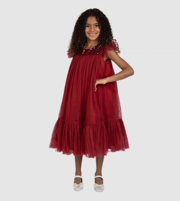 Sequins Detail Tulle Party Dress