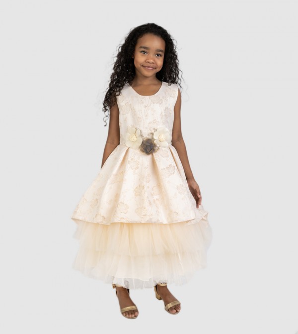 Mirela Flower Detail Tulle Layered Dress