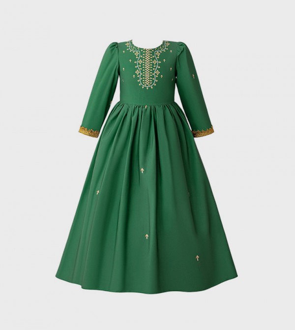 Patterned Long Sleeves Party Gown