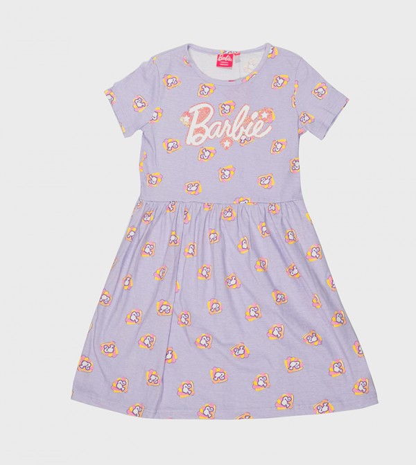 Hollywood Magic Barbie Printed Short Sleeves Dress