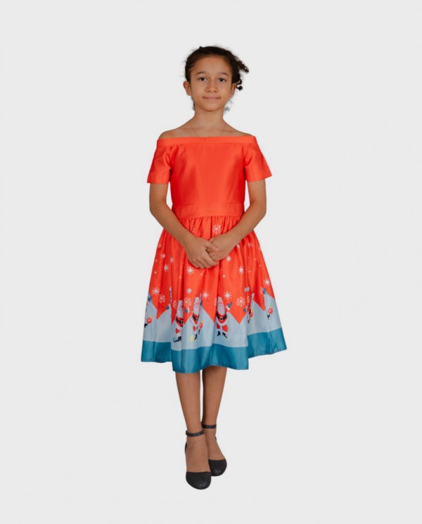 Christmas Theme Printed Flared Dress 